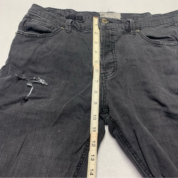 Free People Fishnet Patch Skinny Jean Button Fly Washed Out Black size 30 - Picture 6 of 16